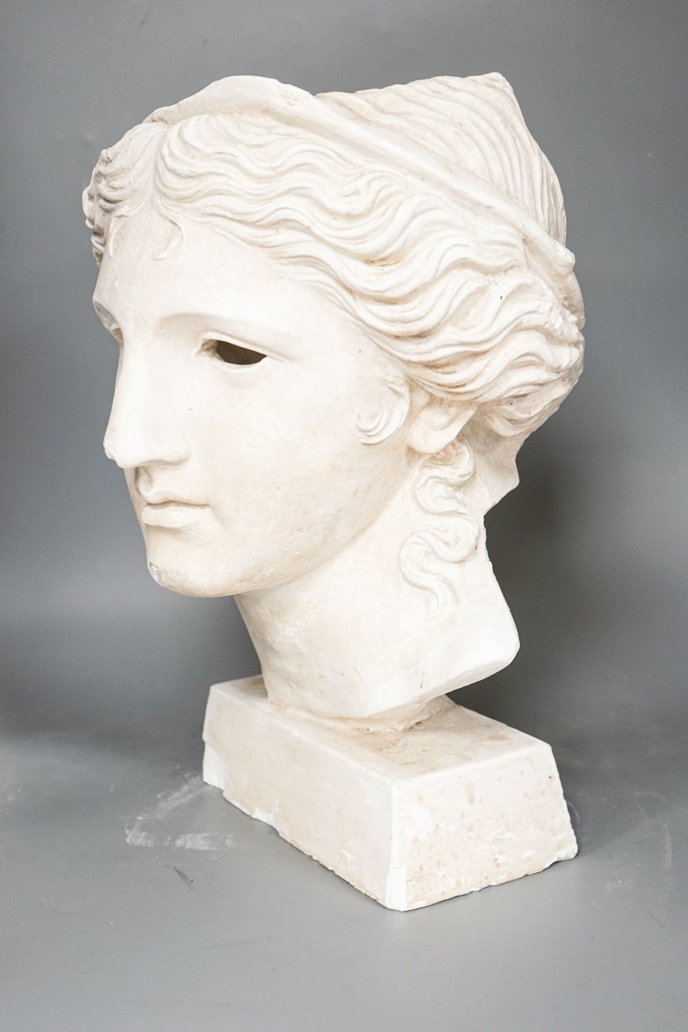 After the antique, a large plaster of Paris bust 45cm